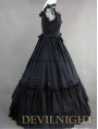 Black Sleeveless Long Gothic Lolita Ball Gowns