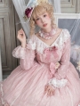 The Dawn Lady Pink Elegant French Lace Long Sleeve Classic Lolita OP Dress