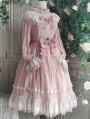 The Dawn Lady Pink Elegant French Lace Long Sleeve Classic Lolita OP Dress