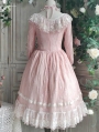 The Dawn Lady Pink Elegant French Lace Long Sleeve Classic Lolita OP Dress