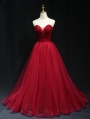 Red Sexy Deep V-Neck Beading Gothic Wedding Dress