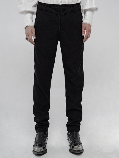 Black Retro Gothic Gorgeous Jacquard Pants for Men