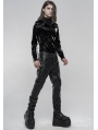 Black Gothic Punk Skull PU Leather Pants for Men