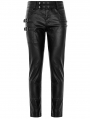 Black Gothic Punk Skull PU Leather Pants for Men