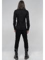 Black Gothic Punk Jacquard Long Sleeve Shirt for Men
