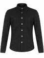 Black Gothic Punk Jacquard Long Sleeve Shirt for Men