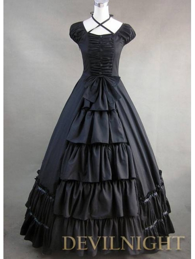 Gorgeous Classic Black Multi-Layered Skirt Gothic Victorian Dress ...