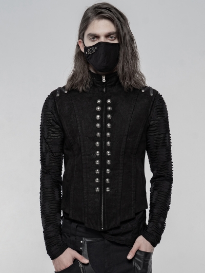 Black Gothic Punk Heavy Metal Short Vest for Men