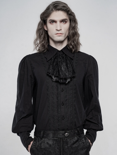 Black Vintage Gothic Gorgeous Court Long Sleeve Shirt for Men