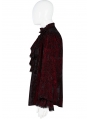 Dark Red Retro Velvet Gothic Long Sleeve Shirt for Men