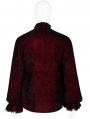 Dark Red Retro Velvet Gothic Long Sleeve Shirt for Men