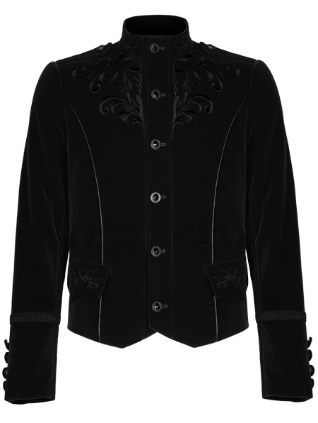 Black Vintage Embroidered Short Gothic Jacket for Men - Devilnight.co.uk