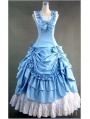Classic Blue and White Sleeveless Gothic Victorian Lolita Dress