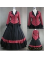 Noble Black and Red Plaid Vintage Gothic Victorian Dress
