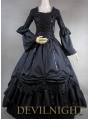 Romantic Black Long Trumpet Sleeves Gothic Victorian Ball Gowns