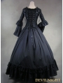 Romantic Black Long Trumpet Sleeves Gothic Victorian Ball Gowns