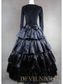 Vintage Black Velvet and Satin Simple Gothic Ball Gowns