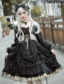Neverland The Memories of Mammon Black Long Sleeve Gothic Lolita OP Dress