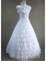 Classic White Lace and Bow Gothic Victorian Dress