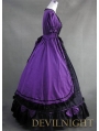 Romantic Purple and Black Long Sleeves Masquerade Gothic Victorian Dress