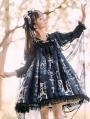 The Painted Screen Chinese Style Navy Lolita OP Dress