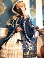 The Gold Bird Tea Party Blue Classic Long Sleeve Lolita OP Dress