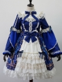 The Gold Bird Tea Party Blue Classic Long Sleeve Lolita OP Dress