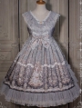 Satyrus Pattern Grey Side Opening Classic Lolita JSK Dress