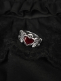 Vintage Gothic Red Heart Ring