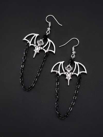 Vintage Gothic Vampire Bat Chain Earrings