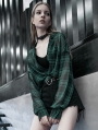 Street Fashion Green Plaid Chiffon Gothic Punk Blouse for Women