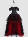Black and Red Gothic Burlesque Corset Prom Party High-Low Dress