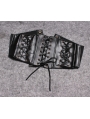 Black Gothic PU Leather Lace-up Wide Belt