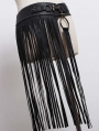 Black Gothic Punk PU Leather Belt With Tassel