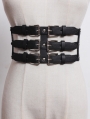 Black Gothic Punk PU Leather Buckle Girdle