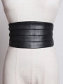 Black Simple Gothic PU Leather Wide Girdle