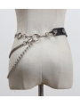 Black Gothic Punk PU Leather Hoop Chain Belt 