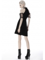 Black Gothic Velvet Off-the-Shoulder Short Dress with Moon Choker
