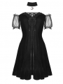 Black Gothic Velvet Off-the-Shoulder Short Dress with Moon Choker