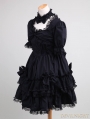 Black Short Sleeves Lace Bow Gothic Lolita Dress