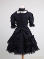 Black Short Sleeves Lace Bow Gothic Lolita Dress