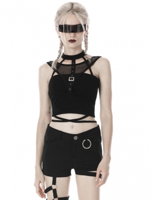 Black Gothic Punk Tank Top for Women