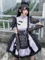 Chinese Cat Purple Short Sleeve  Lolita Maid OP Dress
