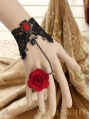 Black and Red Rose Lace Gothic Bracelet Ring Jewelry