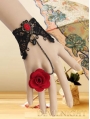 Black and Red Rose Lace Gothic Bracelet Ring Jewelry