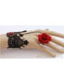 Black and Red Rose Lace Gothic Bracelet Ring Jewelry