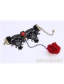 Black and Red Rose Lace Gothic Bracelet Ring Jewelry