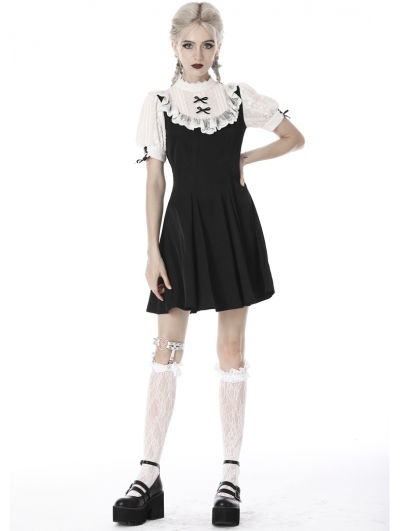 Black and White Gothic Girl Doll Midi Dress