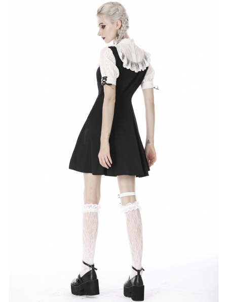 Black and White Gothic Girl Doll Midi Dress - Devilnight.co.uk