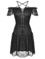 Black Gothic Off-the-Shoulder Lace Pentagram Short Dress